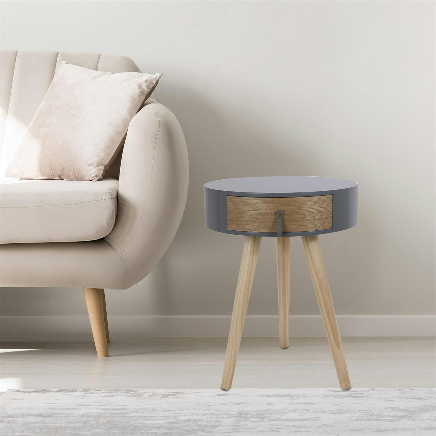 - Chevet en bois scandinave nora gris