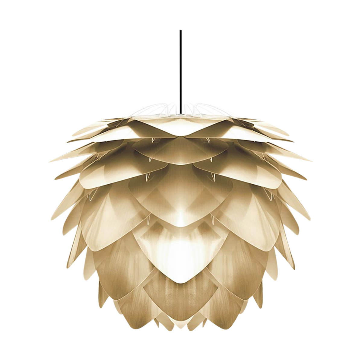 Umage Silvia Mini hanglamp brushed brass - met koordset zwart - Ø 32 cm
