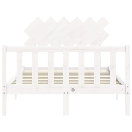NNEVL Bed Frame with Headboard White 137x187 cm Double Solid Wood