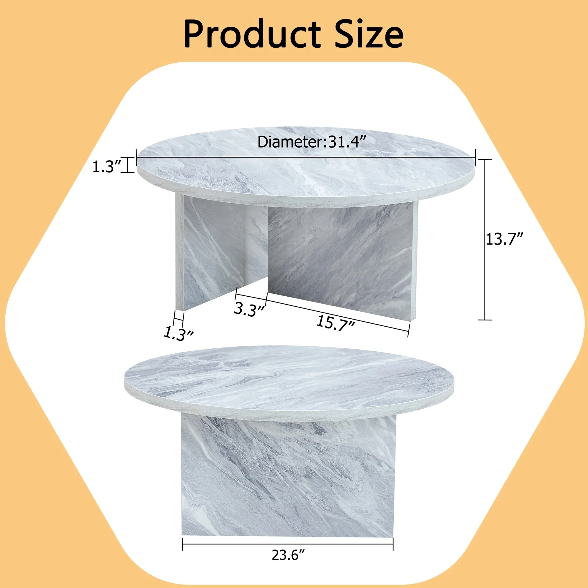 Multi-Style Decor Friendly Mdf Round Coffee Table