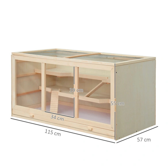 Hamsterkäfig, BxHxT: 57 x 55 x 115 cm, Tannenholz/PVC