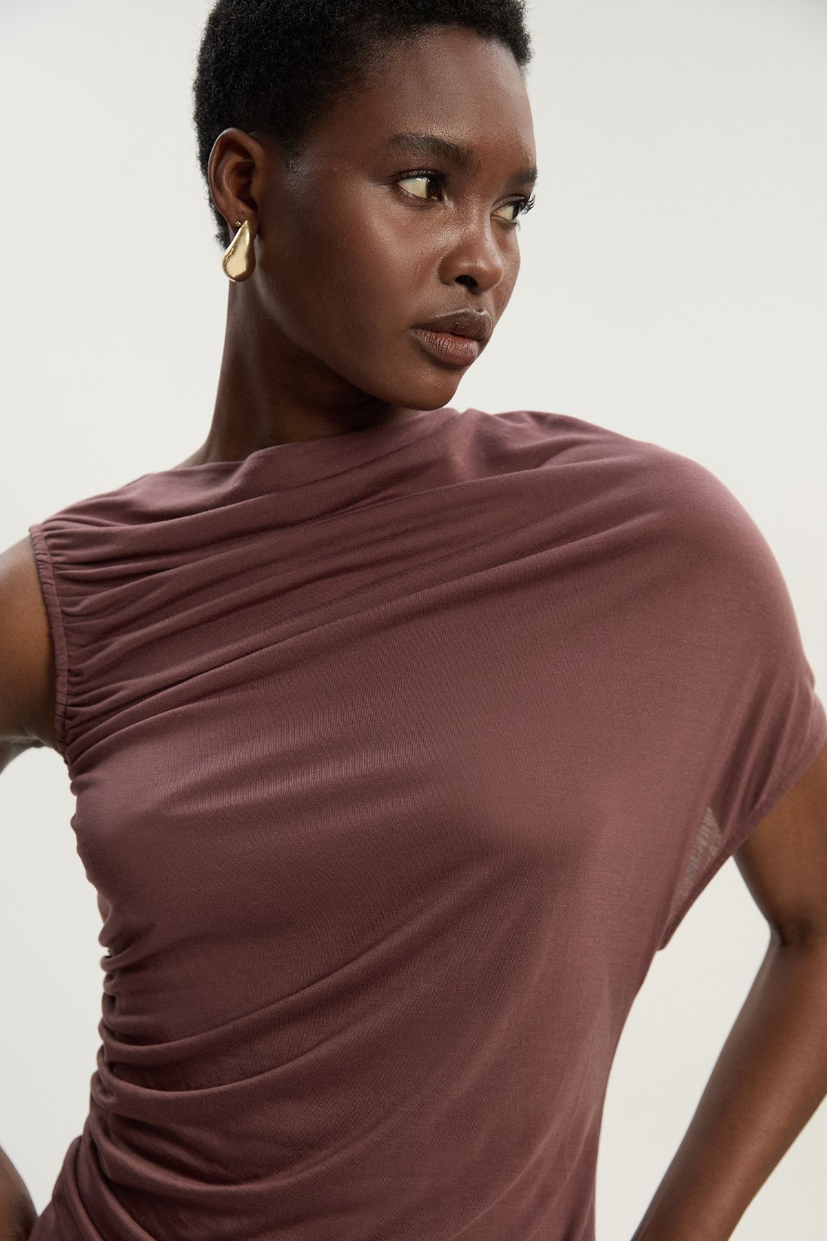 KarenMillen Tencel Ruched Detail Top