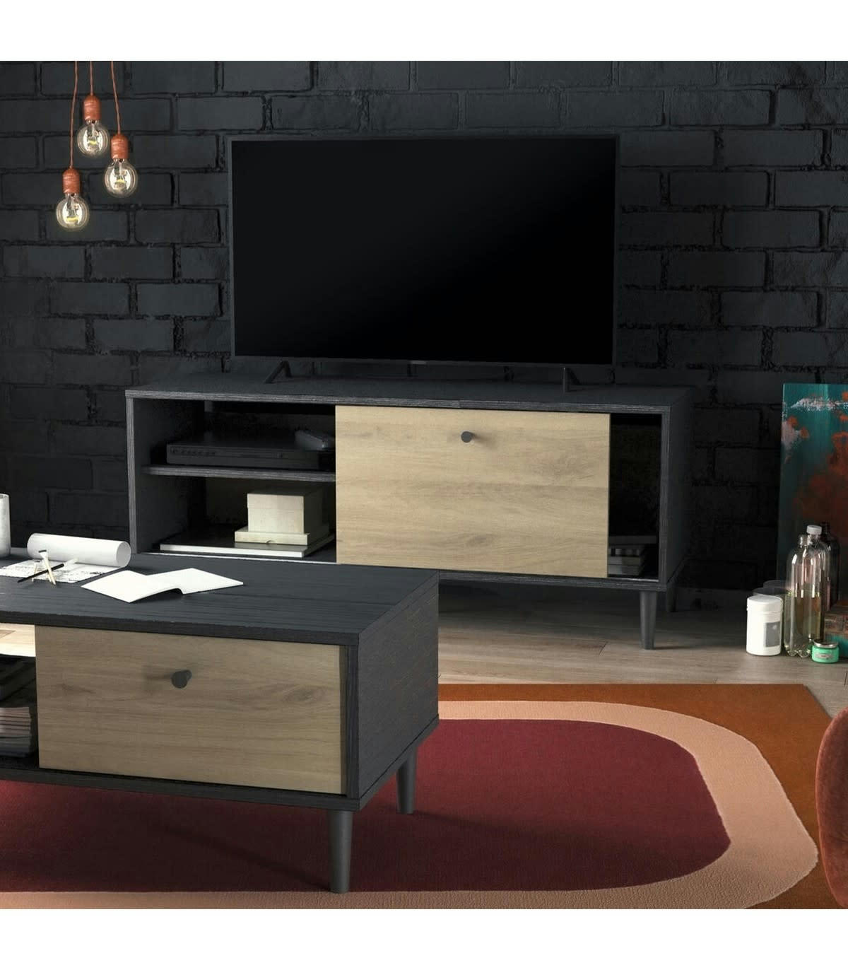 ARTY - Meuble TV avec 1 porte coulissante L110.4 cm