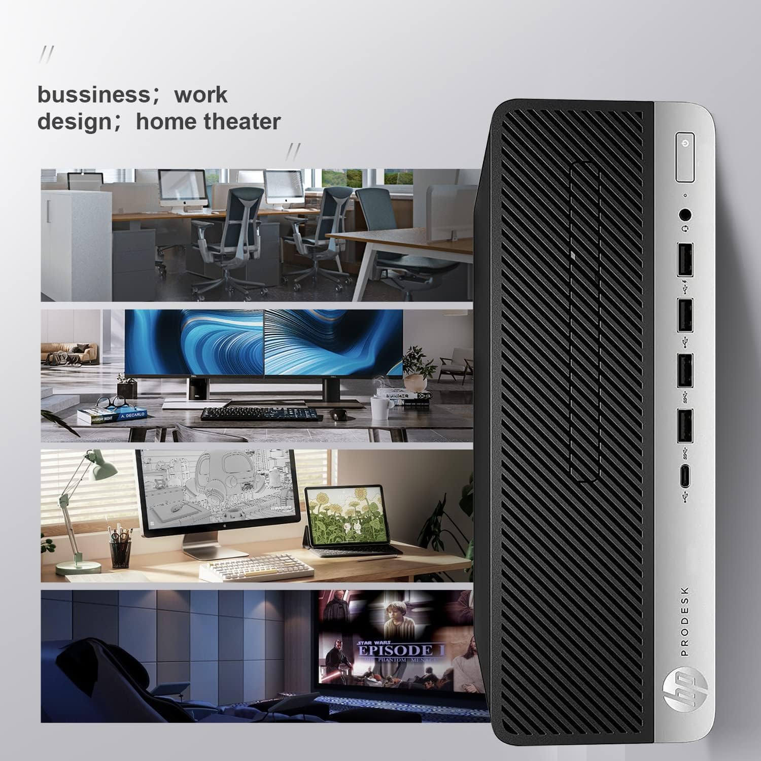 HP ProDesk 600 G3 SFF Desktop Computer with 21.5 FHD Monitor  Intel Quad Core i5-6500  16GB DDR4  256GB SSD  DisplayPort  Keyboard & Mouse  WiFi  BT  Windows 11 Pro (Renewed)  Black