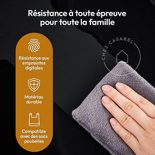 CASABEL Poubelle Tri Selectif 60 Liter, 2x30 Liter Acier INOX NOIRE, Double Compartiments, Pédale, Bacs Amovibles