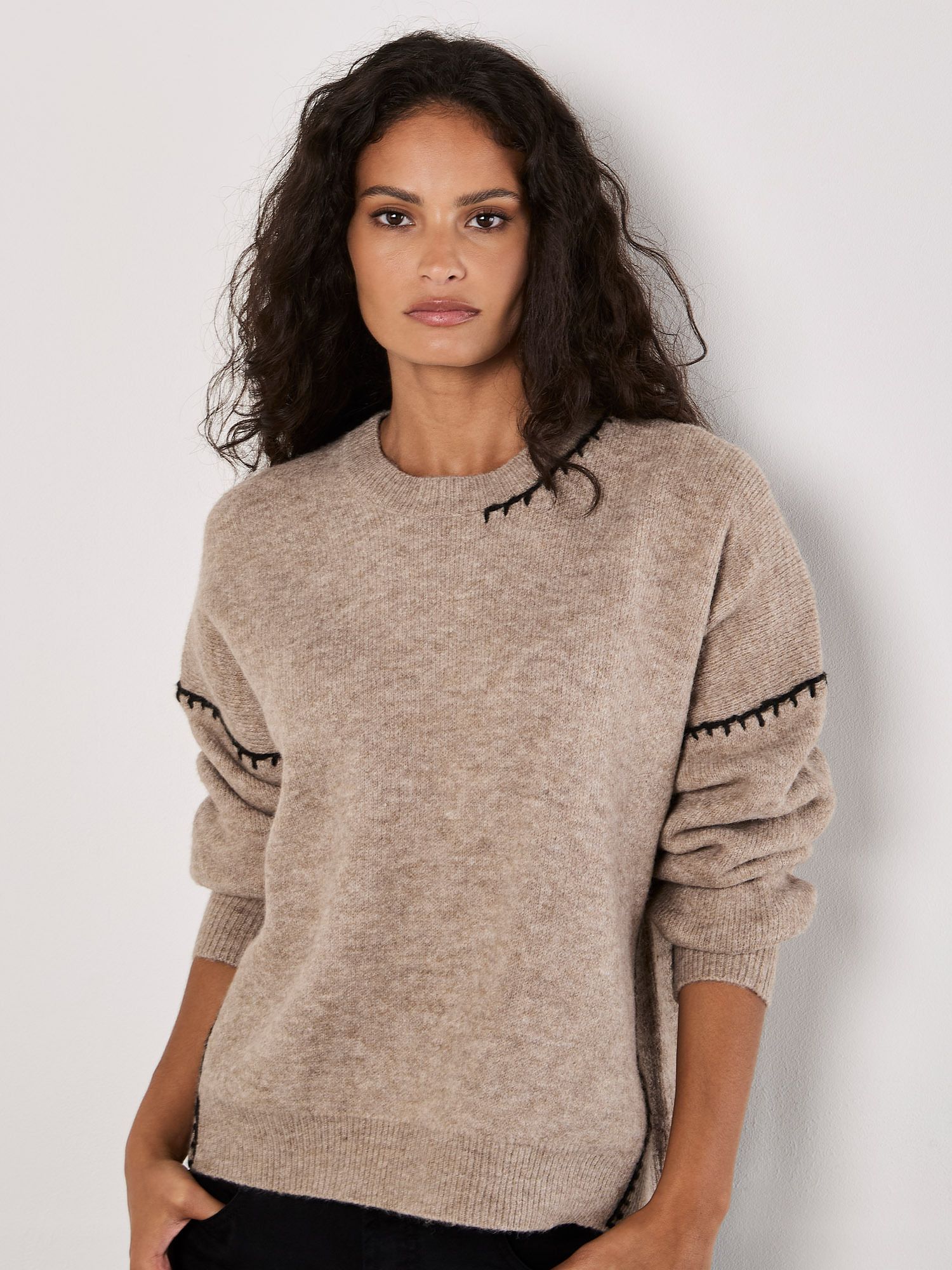 Apricot Oversized Stitch Detail Chunky Knit Jumper
