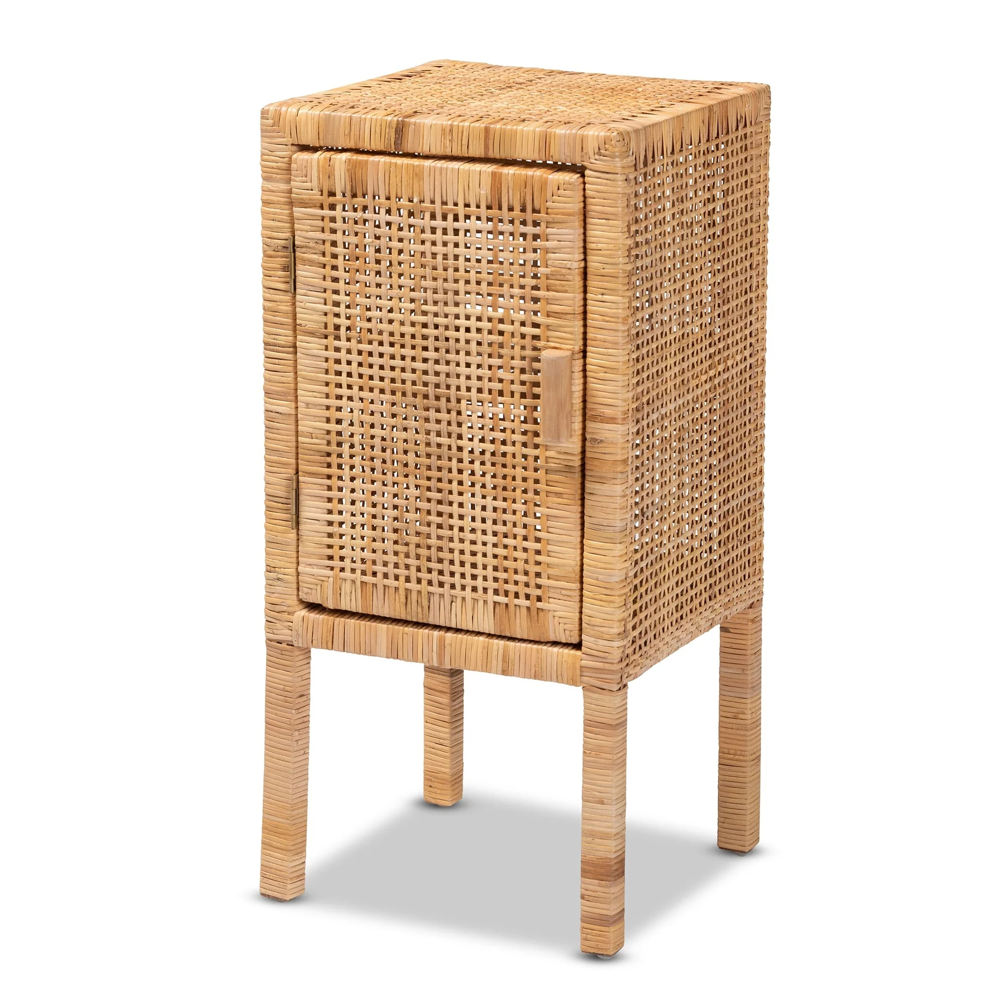 Vivan Modern Bohemian Natural Rattan 1-Door Nightstand