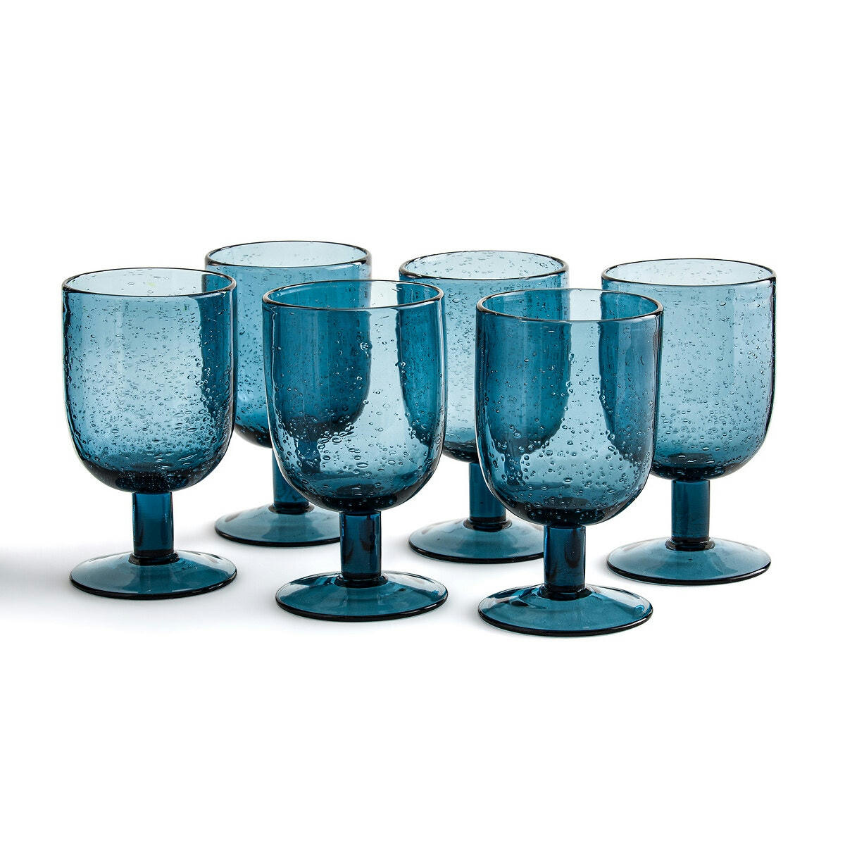 Lot de 6 verres à pied verre bullé, Faraji