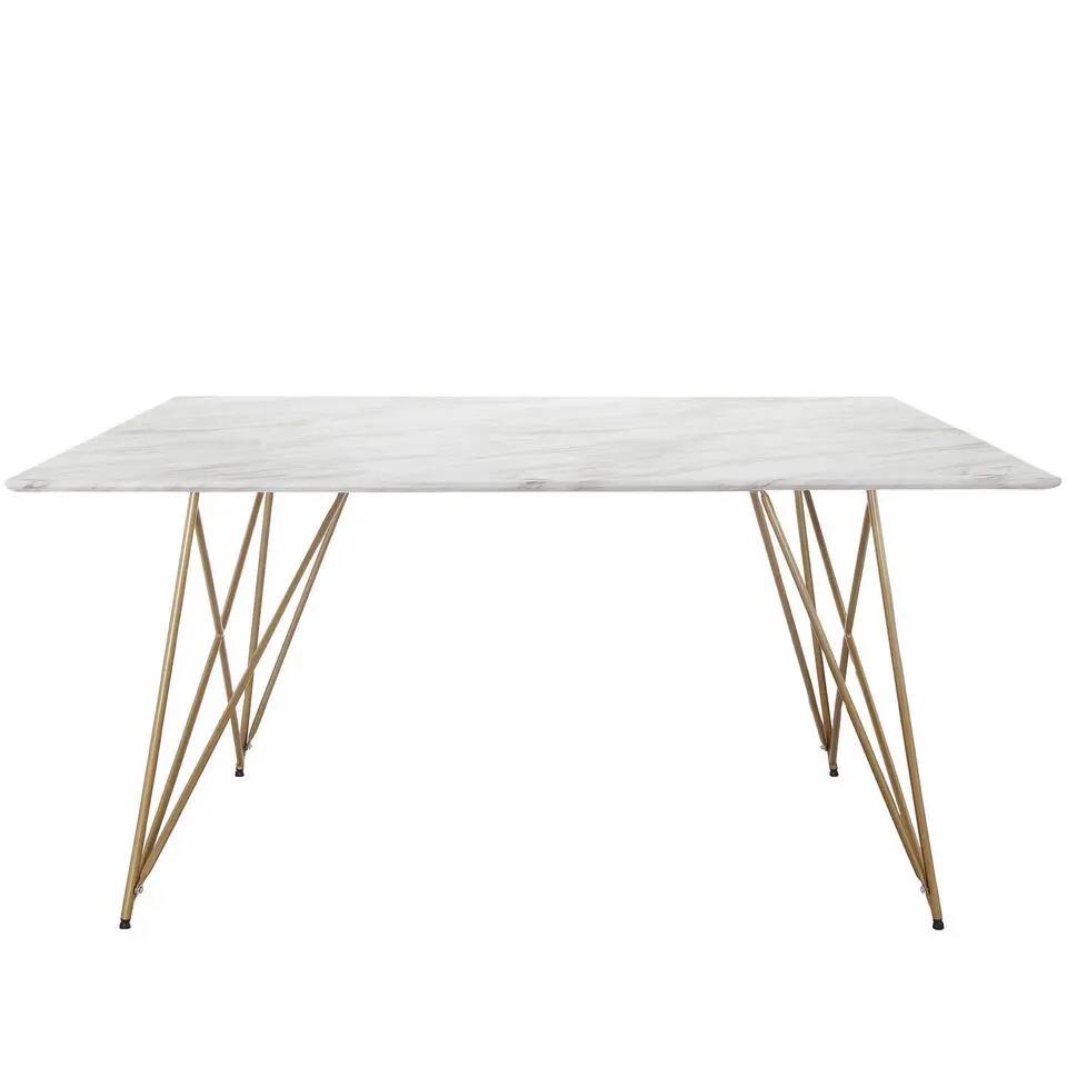 Asama - Eettafel 160x90 cm, 8 zitplaatsen gouden marmeren