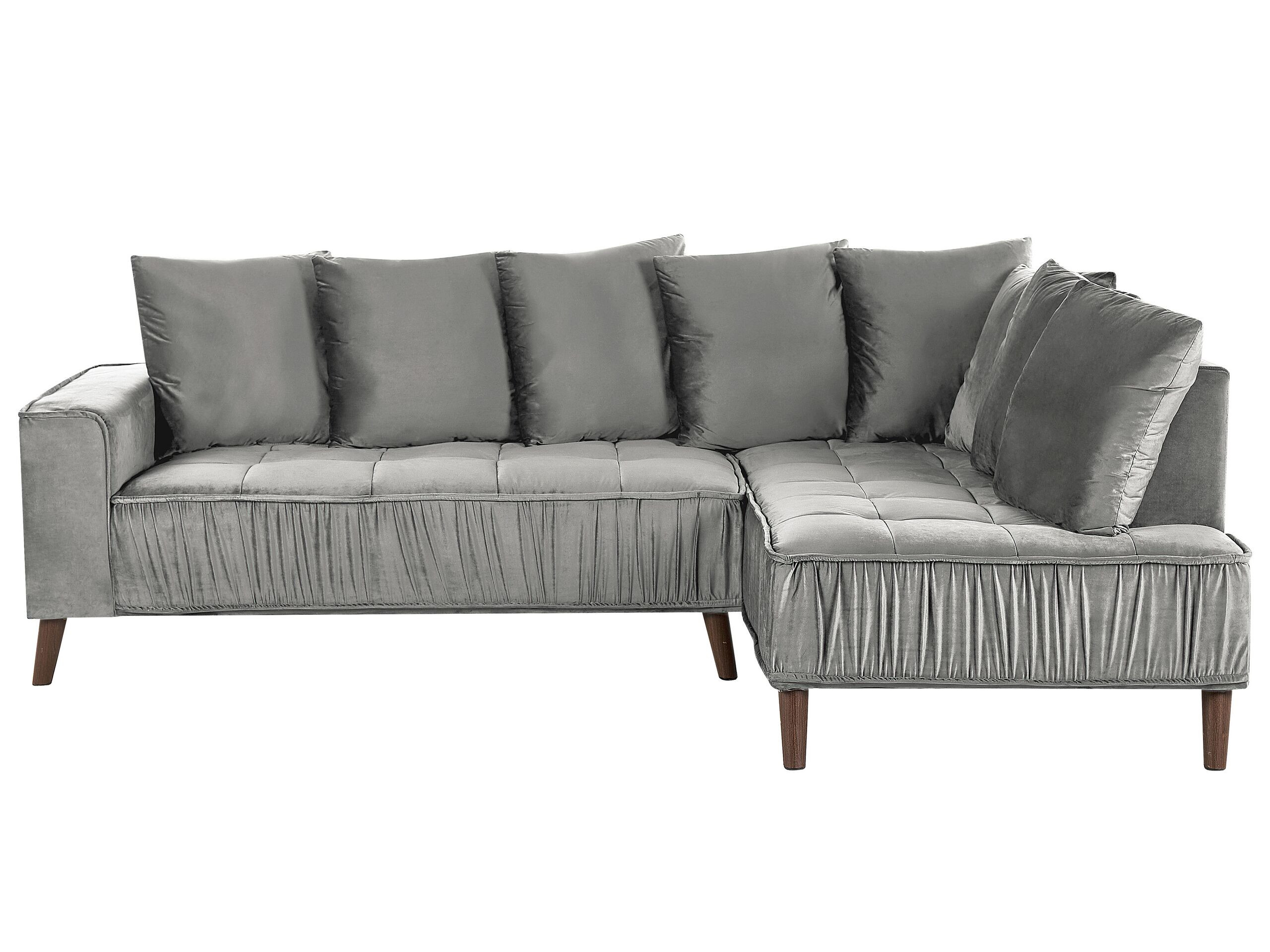 Narożnik sofa duża welurowa jasnoszara