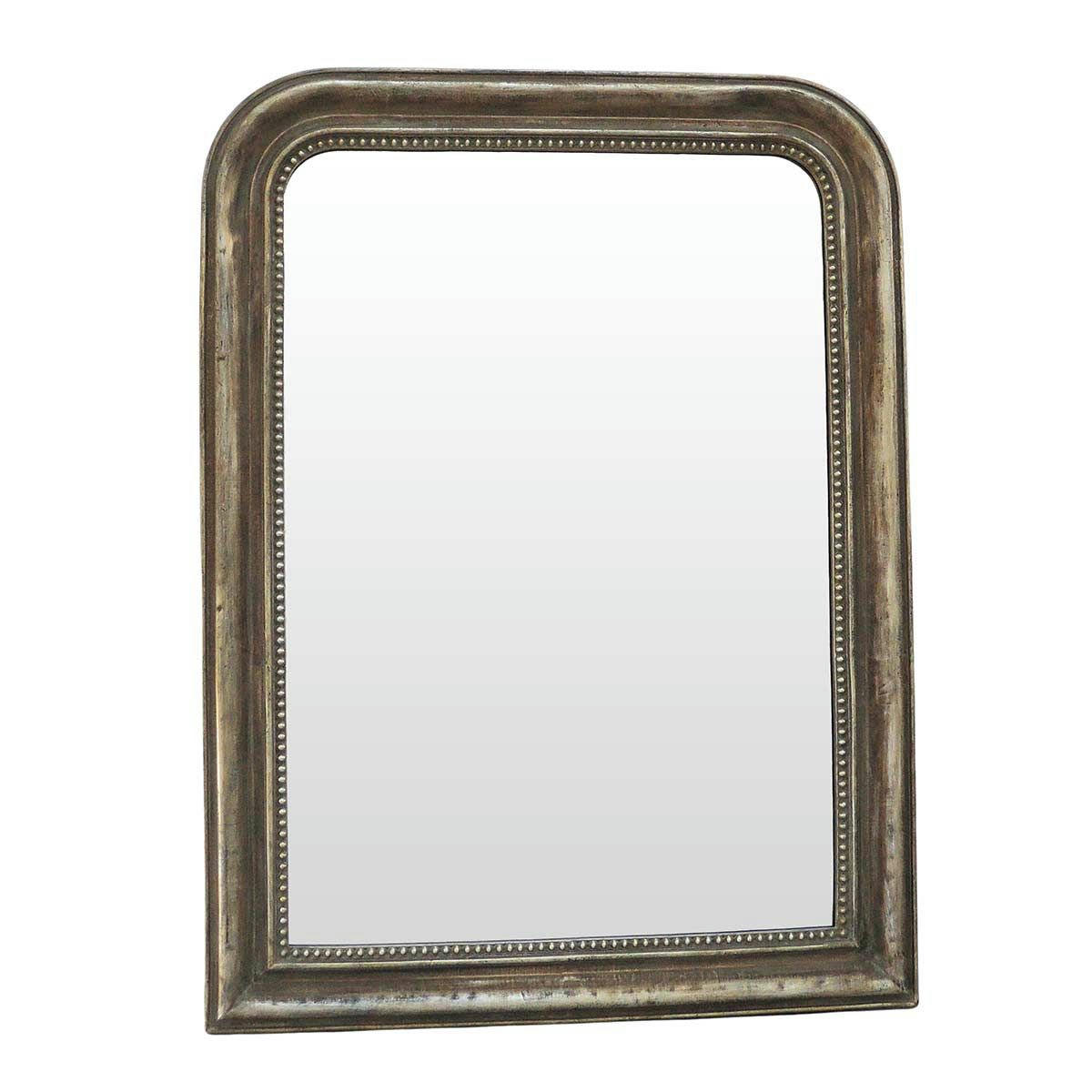 MANDERLEY - Miroir trumeau en polyrésine vert de gris argenté 58,5 x 78 cm