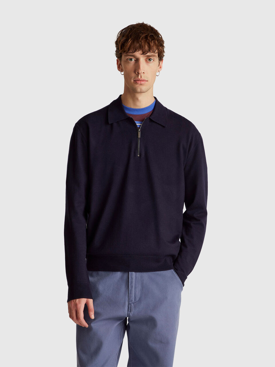 Knit polo in viscose blend