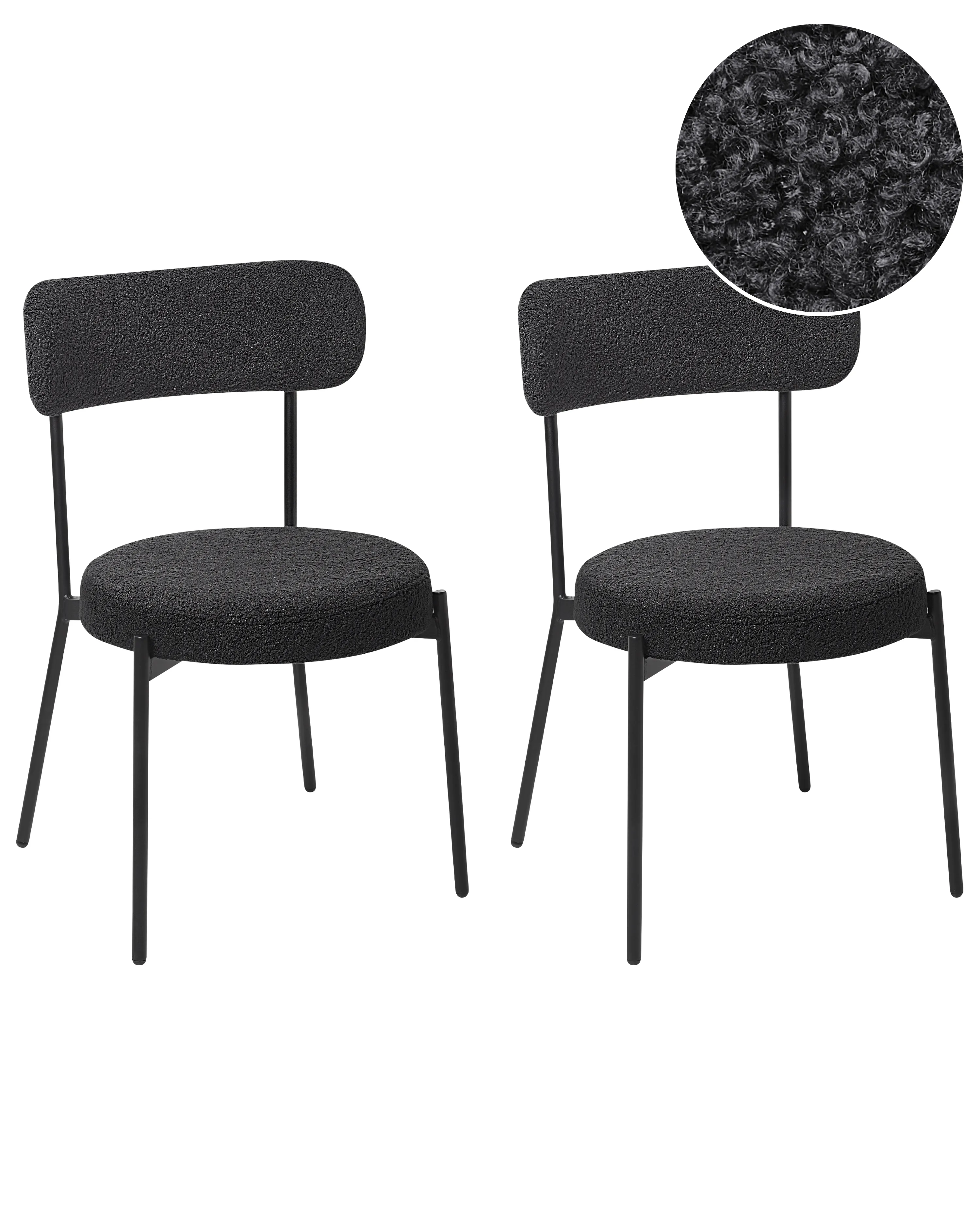 Set of 2 Bar Chairs ALLISON Boucle Black