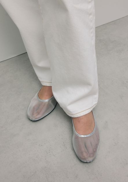 Zilveren mesh ballerina's