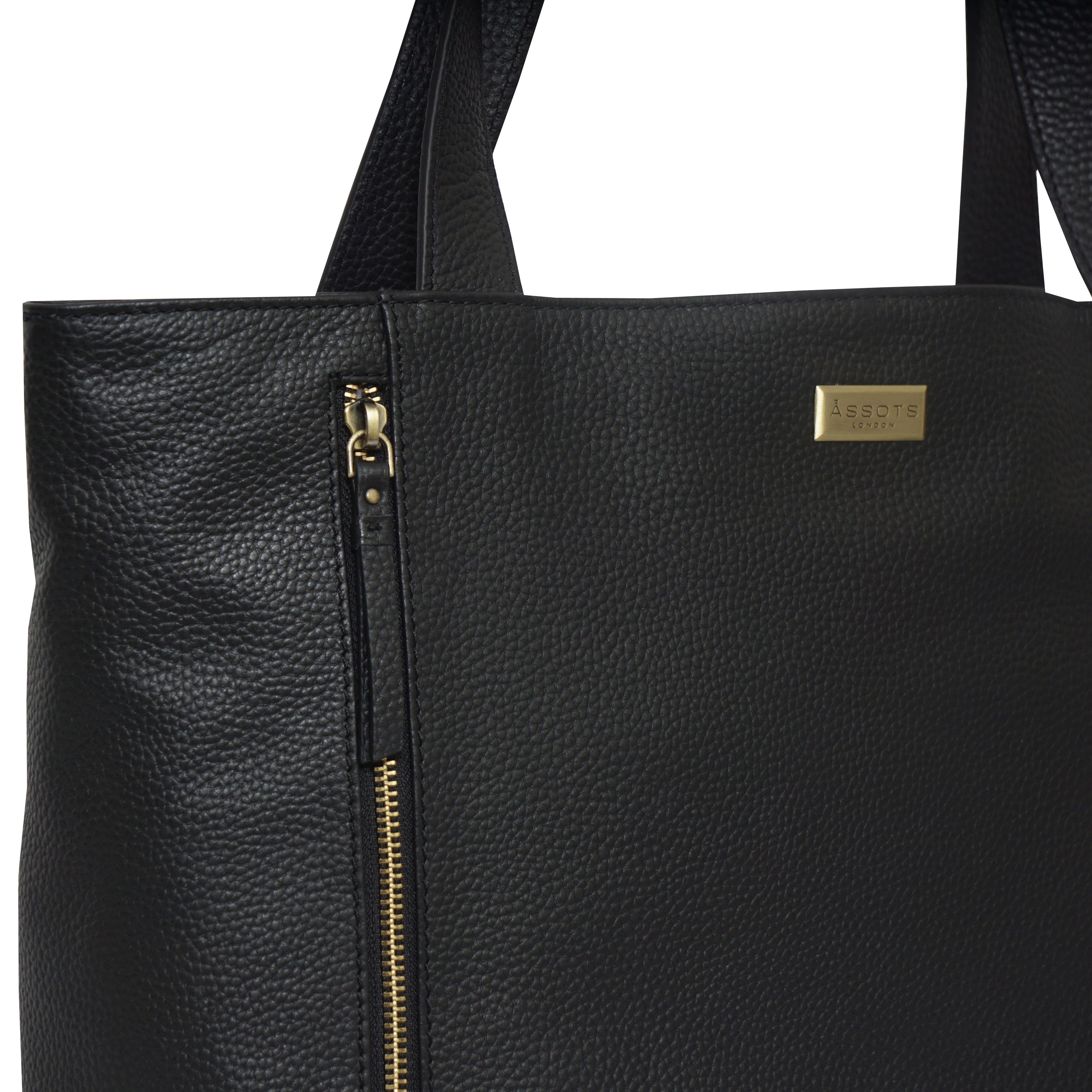 Assots London CORDER' Pebble Grain Real Leather Oversized Tote Bag
