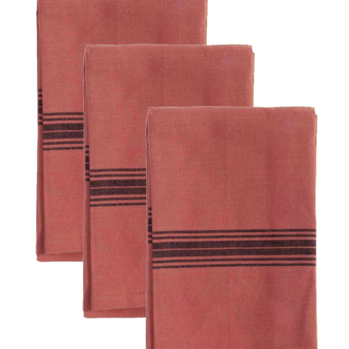 SKANDLIFE - Lot de 3 torchons coton  marsala 50x70 cm