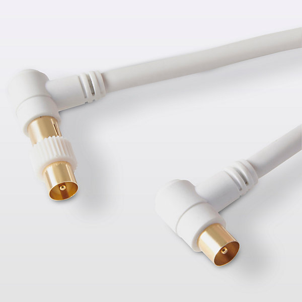 Câble coaxial Mâle / Femelle   adaptateur Mâle / Mâle coudé blanc Blyss Or, 3 m