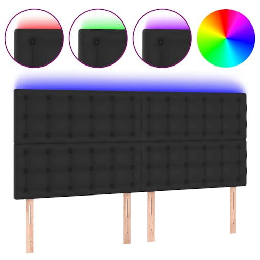 NNEVL LED Headboard Black 160x5x118/128 cm Faux Leather