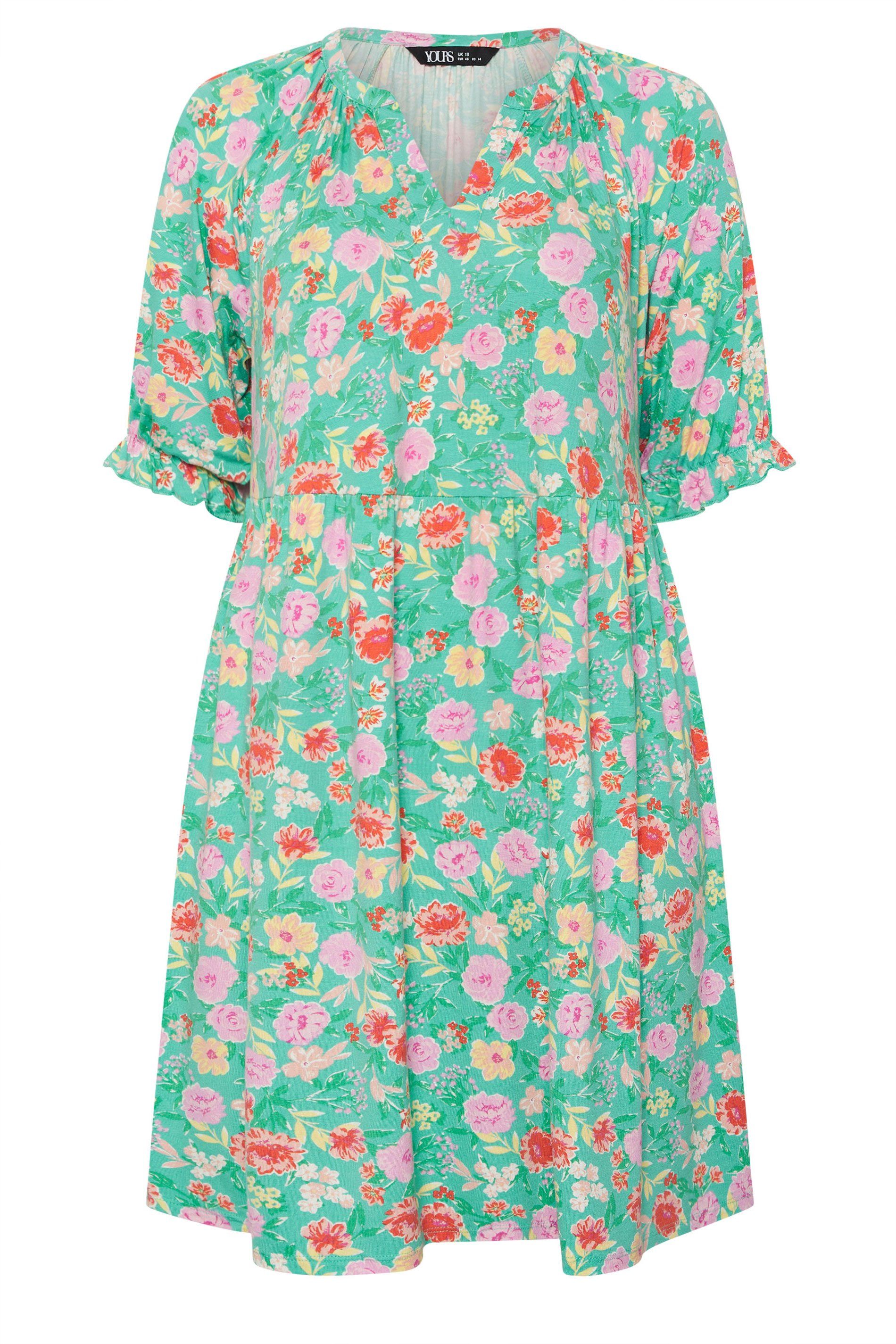Yours Floral Notch Neck Dress