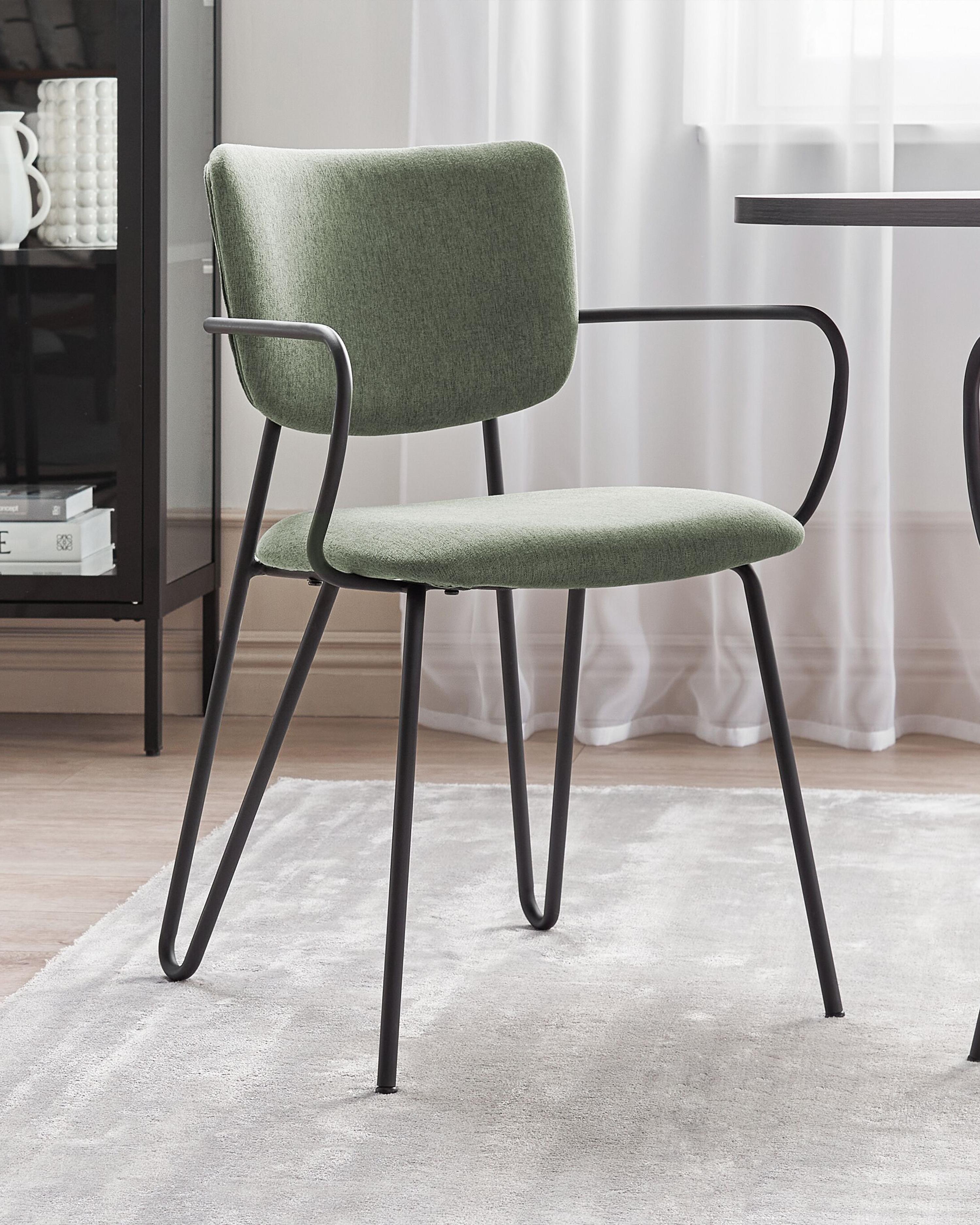 Set of 2 Dining Chairs ELKO Fabric Dark Green