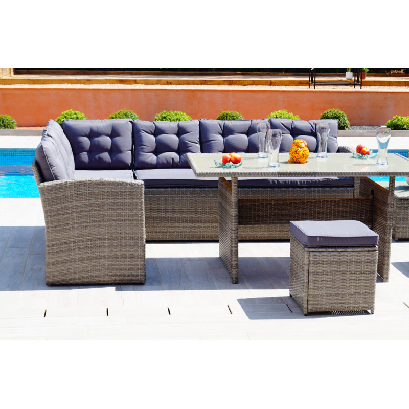 Salon d'angle de jardin modulable Paul Mathis gris