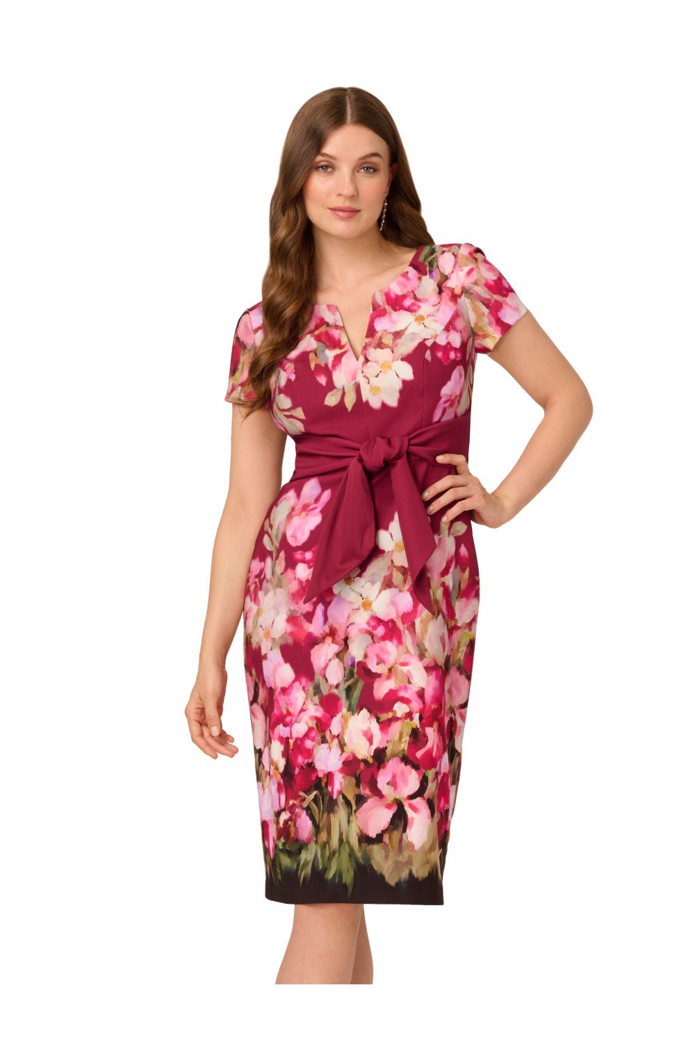 Adrianna Papell Tie Front Stretch Twill Dress