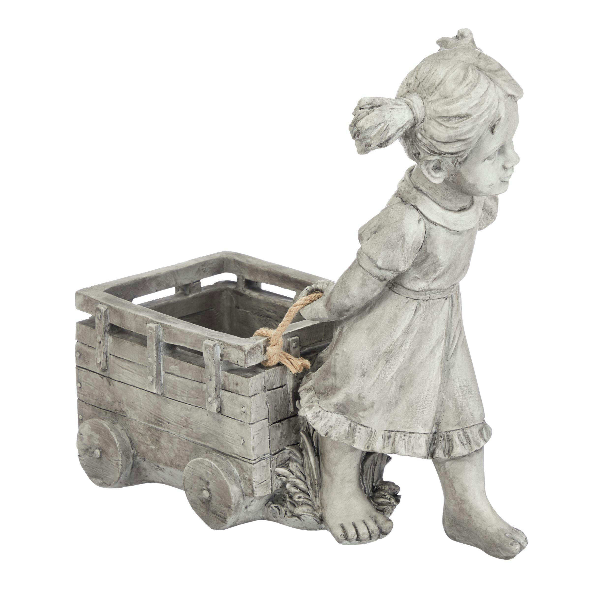 For Living Girl Statue & Lawn Ornament, 15.75-in, Grey