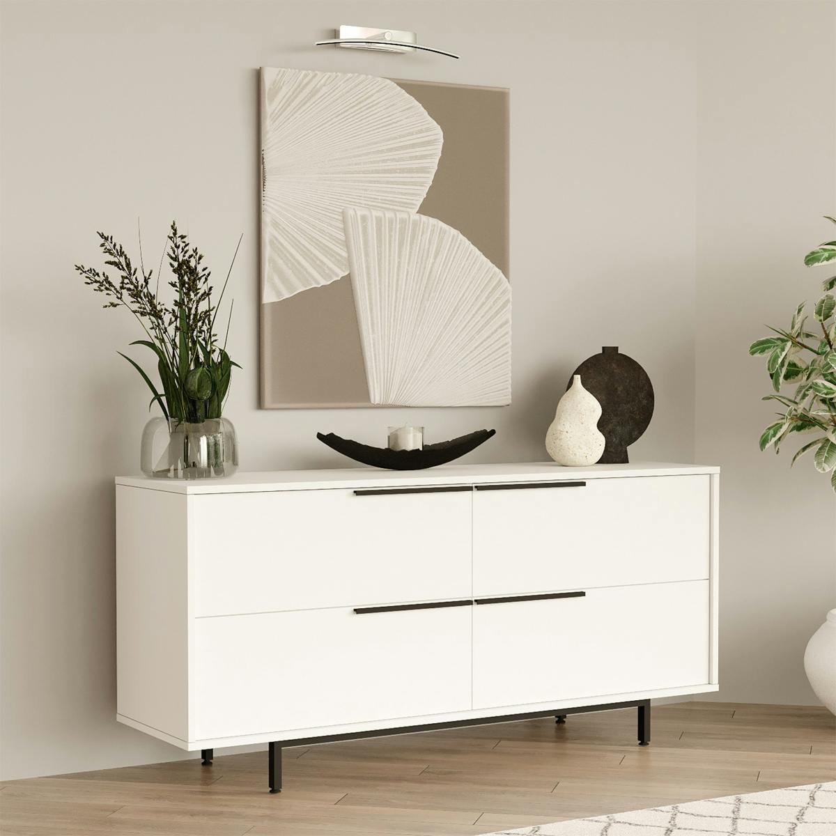Buffet blanc design moderne à ouverture frontale VAREN
