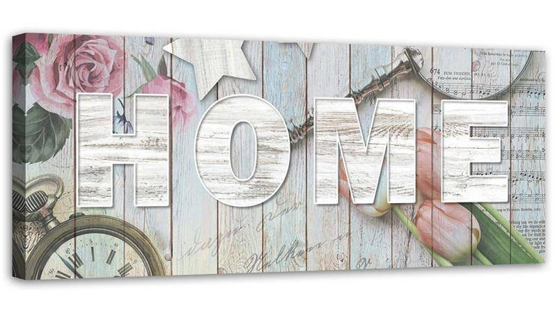 Feeby Obraz na płótnie, Rustykalny styl napis Home 90x30