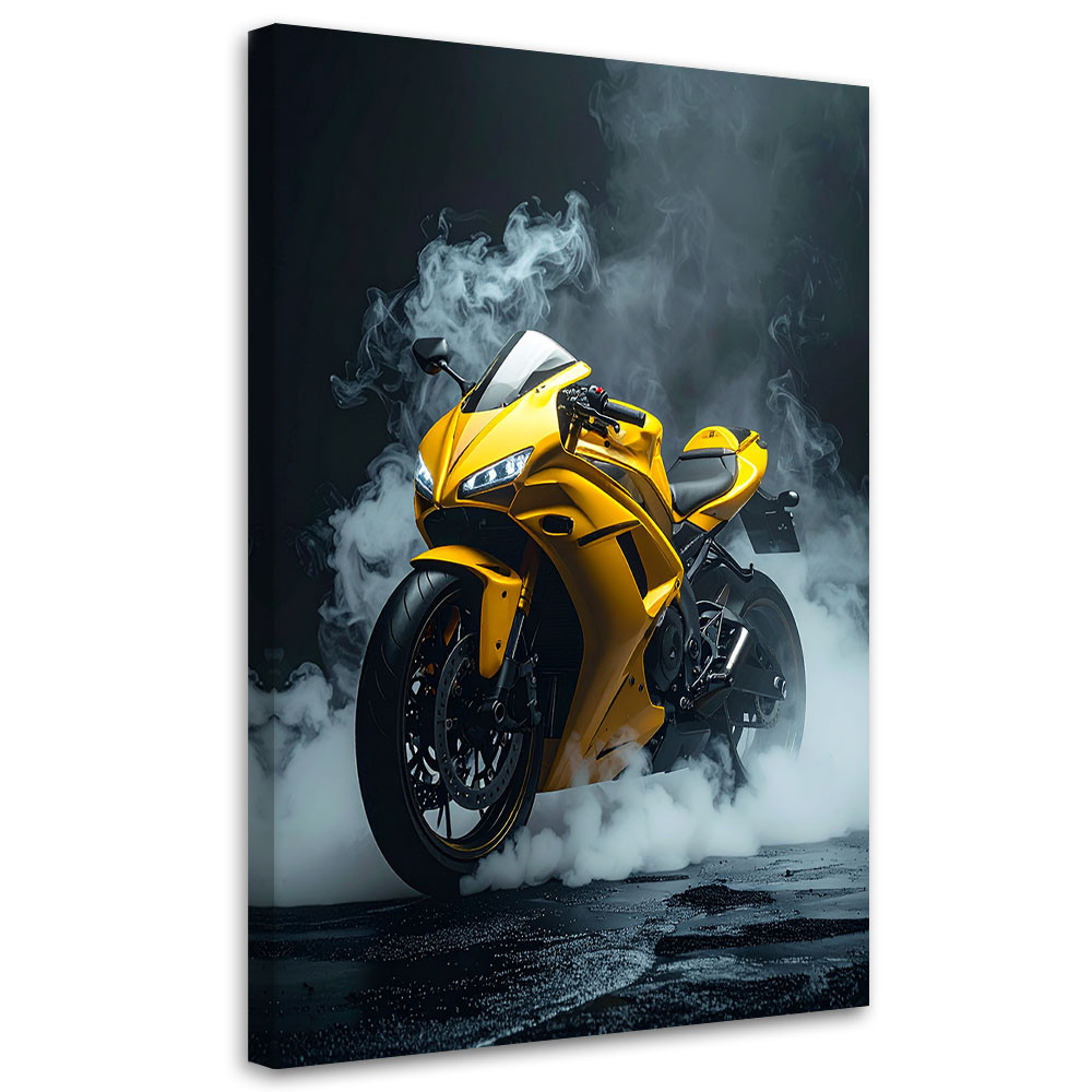 Obraz do pokoju nastolatka biura salonu, Żółty Motocykl Motor 20x30