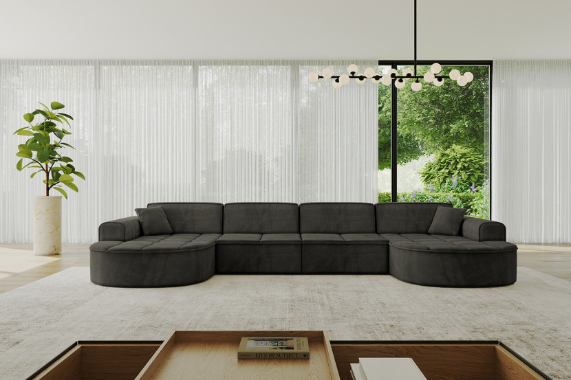Narożnik uniwersalny bez funkcji spania TARO-U1 - 388x171x79,5 Czarny