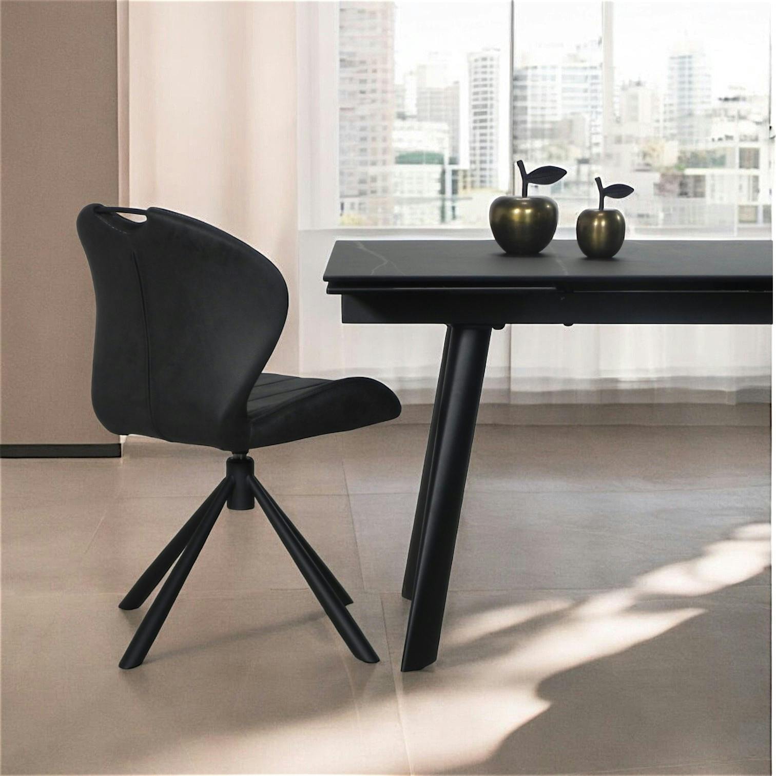 Chaise pivotante anthracite avec dossier courbe, (lot de 2) LOMBARDIE