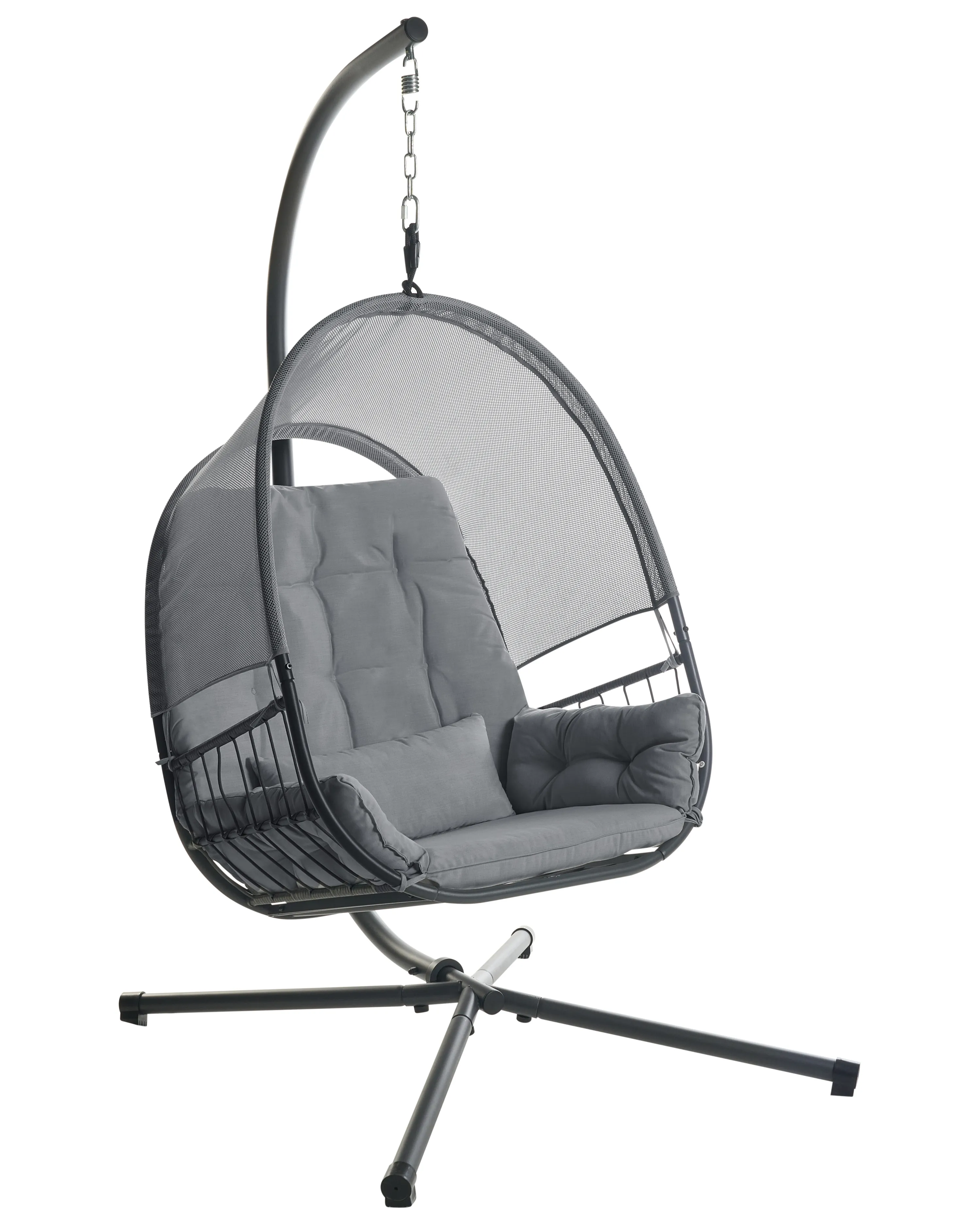 Hanging Chair with Stand ALVIANO Fabric Dark Grey