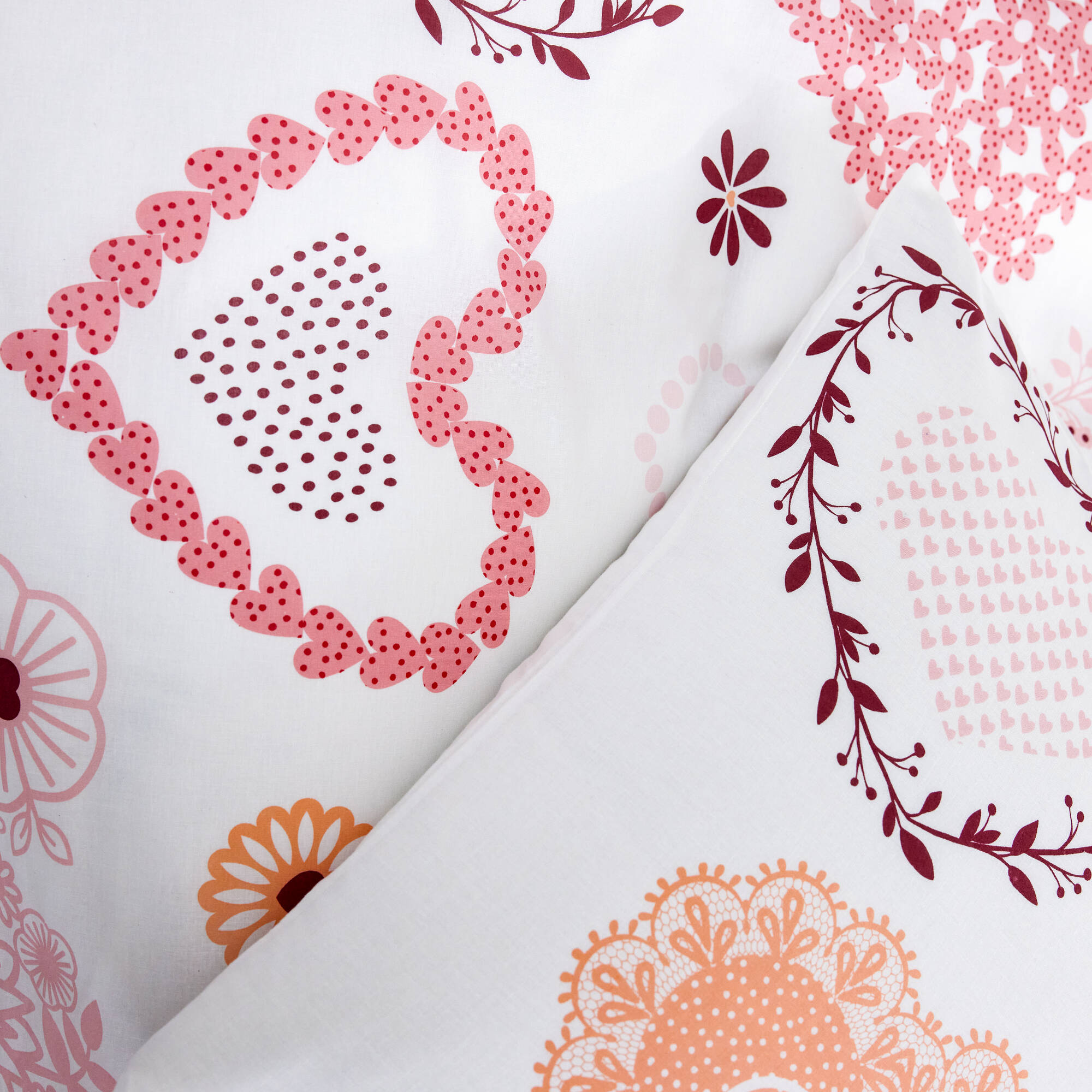 Linge de lit Candice en coton imprimé cœurs