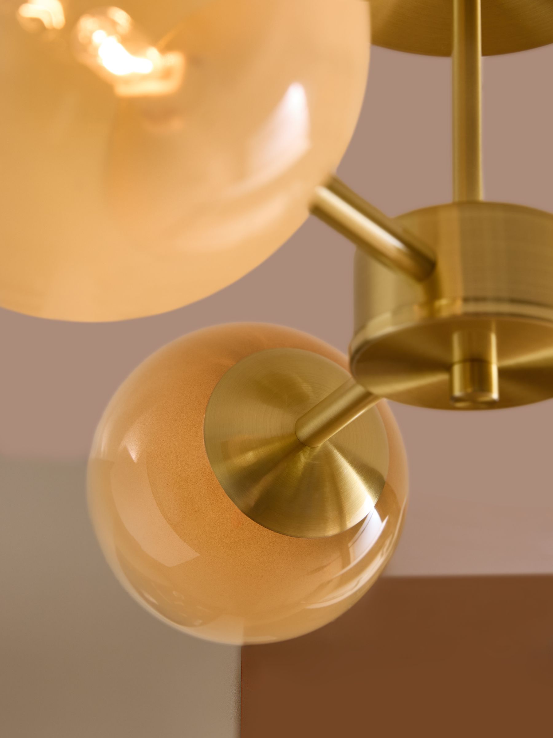 Globe 3 Light Flush Ceiling in Brass/Green Ombre