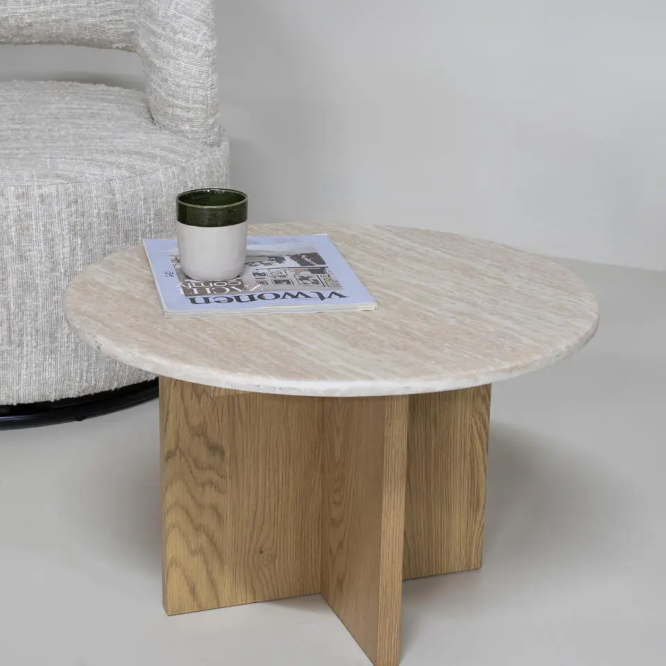 Salontafel Lichtbruin Marmer - &Oslash;60x38cm - Faria