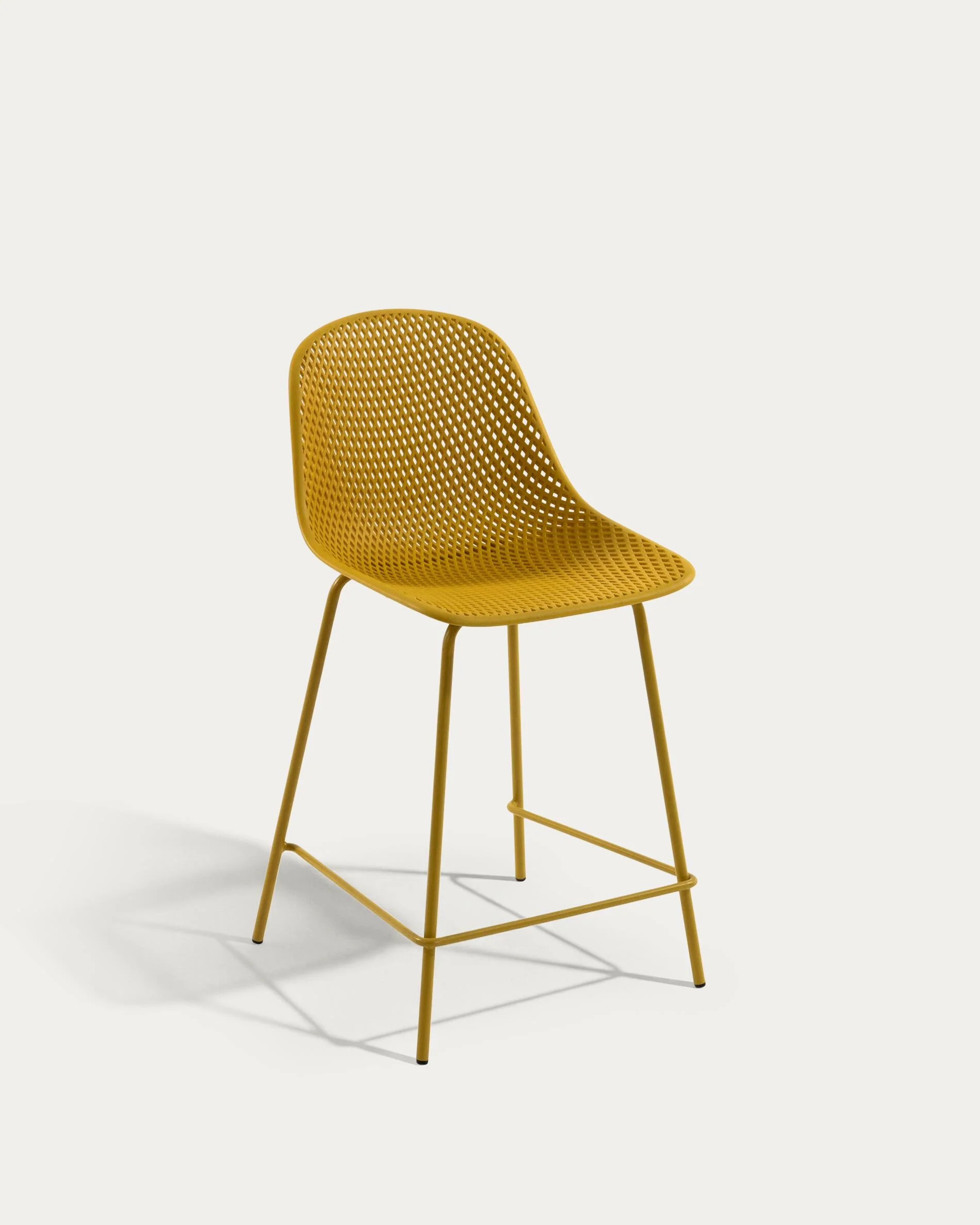 Quinby outdoor stool in yellow, height 65 cm