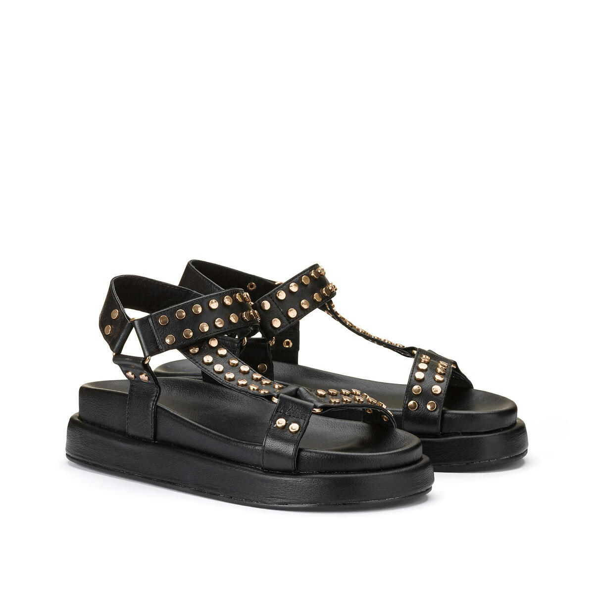 Sandales compensées en cuir avec clous