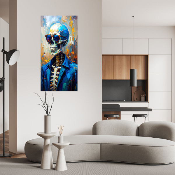 Naklejka na ścianę do pokoju młodzieżowego Feeby Czaszka w okularach 40x80