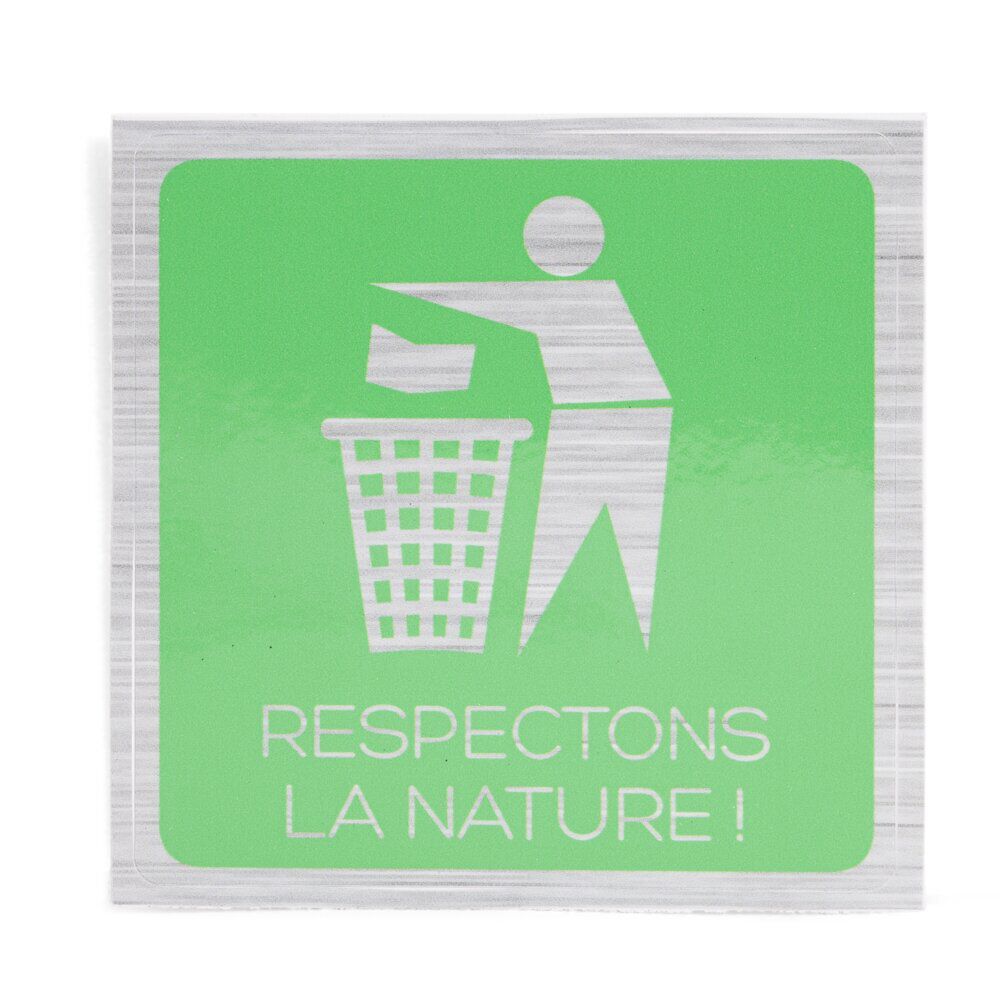Signalétique adhésive "Respectons la nature" - 8x8 cm