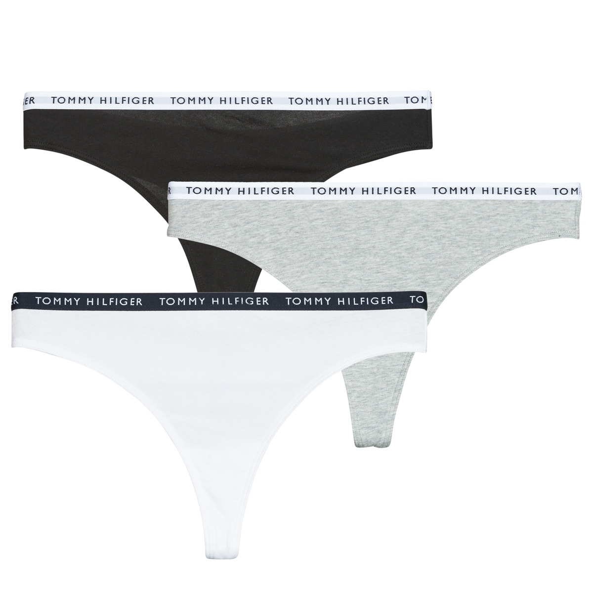 Tommy Hilfiger - 3P THONG - Black / Grey / White