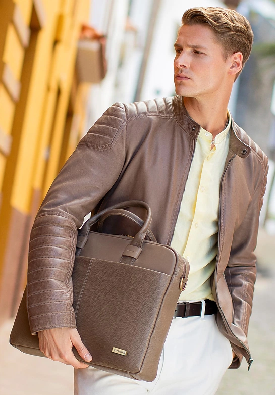 Torba na laptopa 16" ze skóry taupe