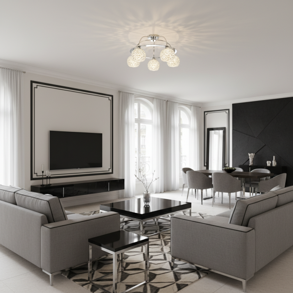 Lampa sufitowa chrom glamour do kuchni EDYLIT 5xE27 PAULA 14-100