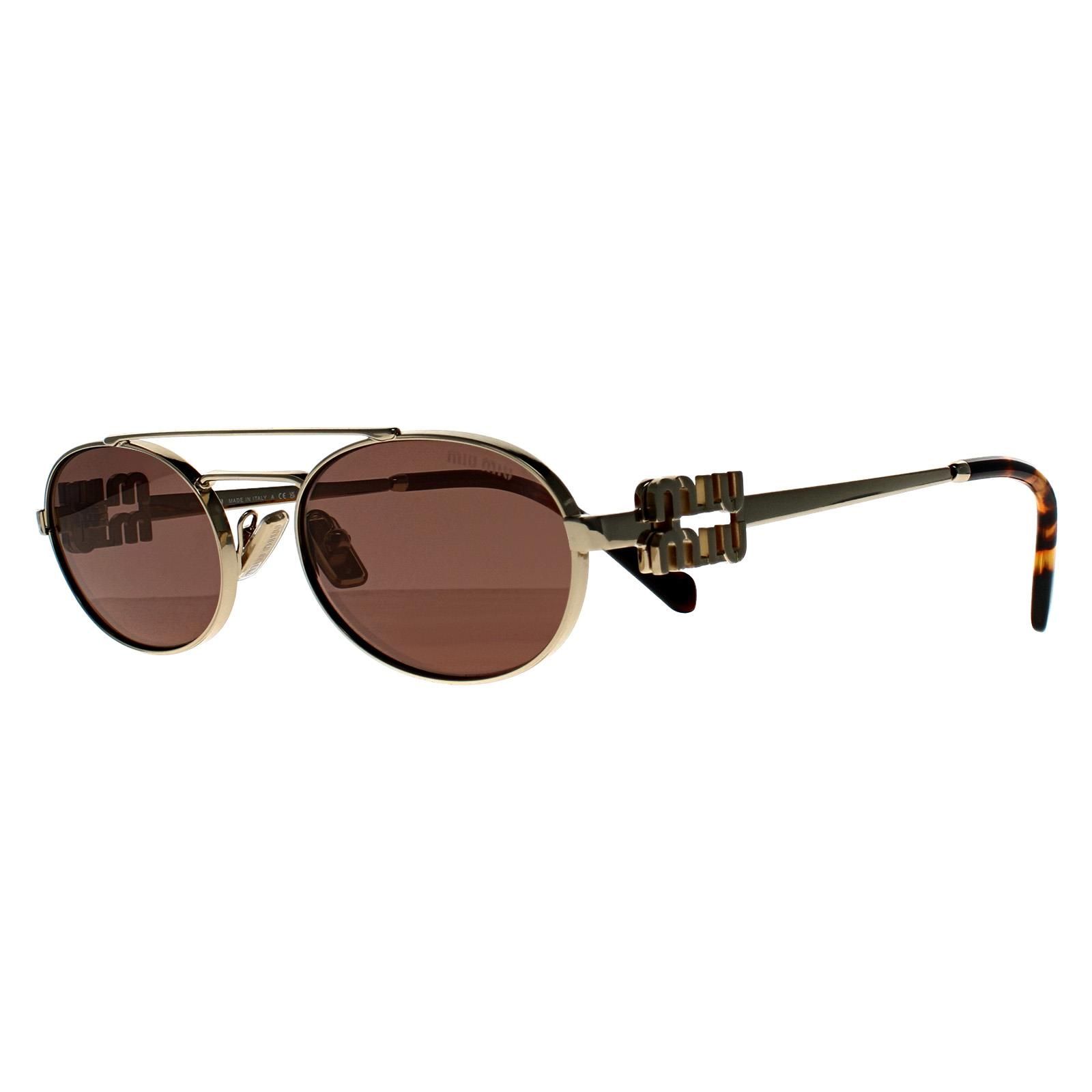 Miu Miu Oval Pale Gold Brown Silver MU 54ZS