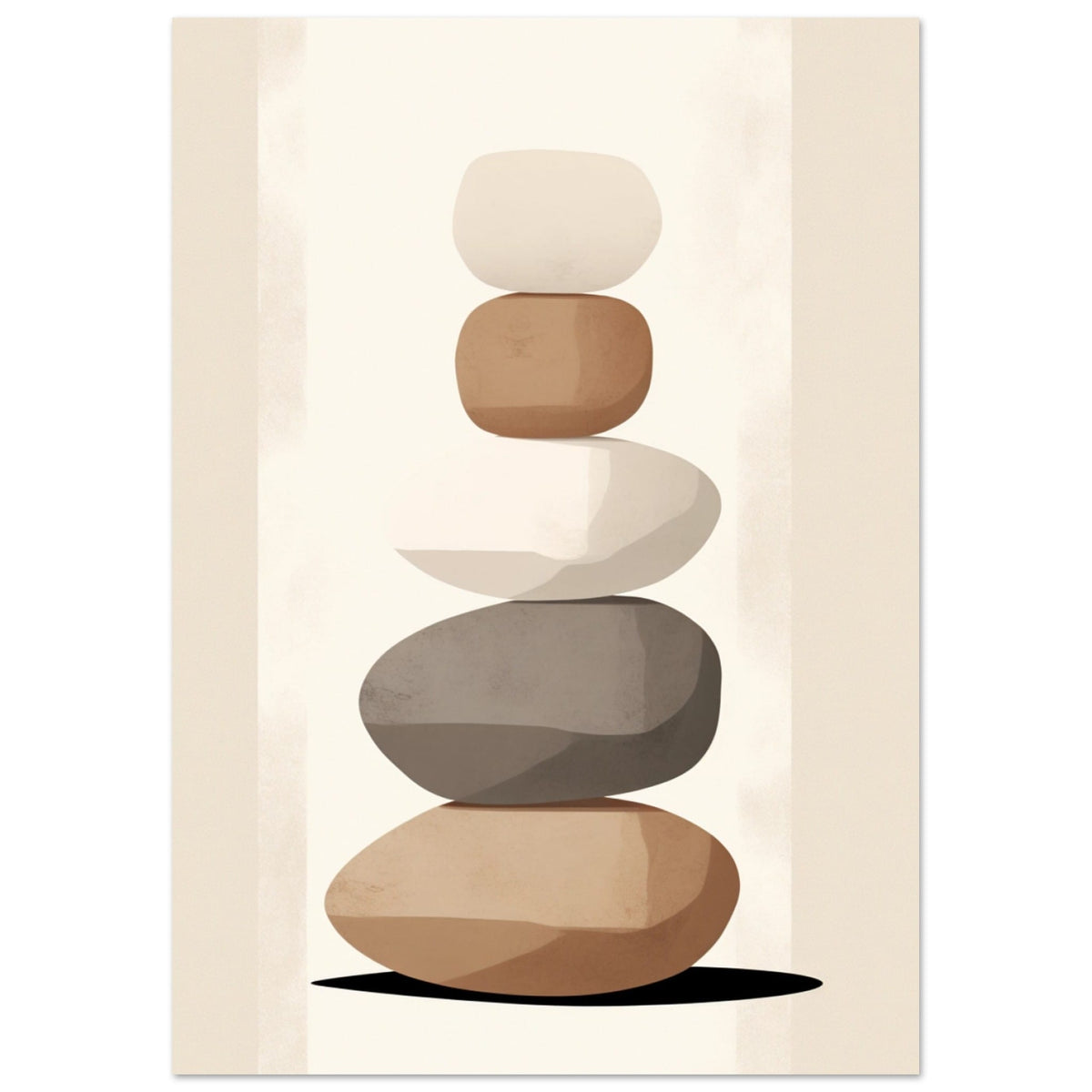 Artfulprints Poster Stacked stones  - A4 21x29.7 cm - Taupe