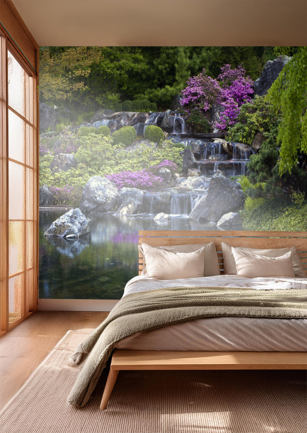 Sanders & Sanders fotobehang waterval groen en paars - 375 x 270 cm - 600487