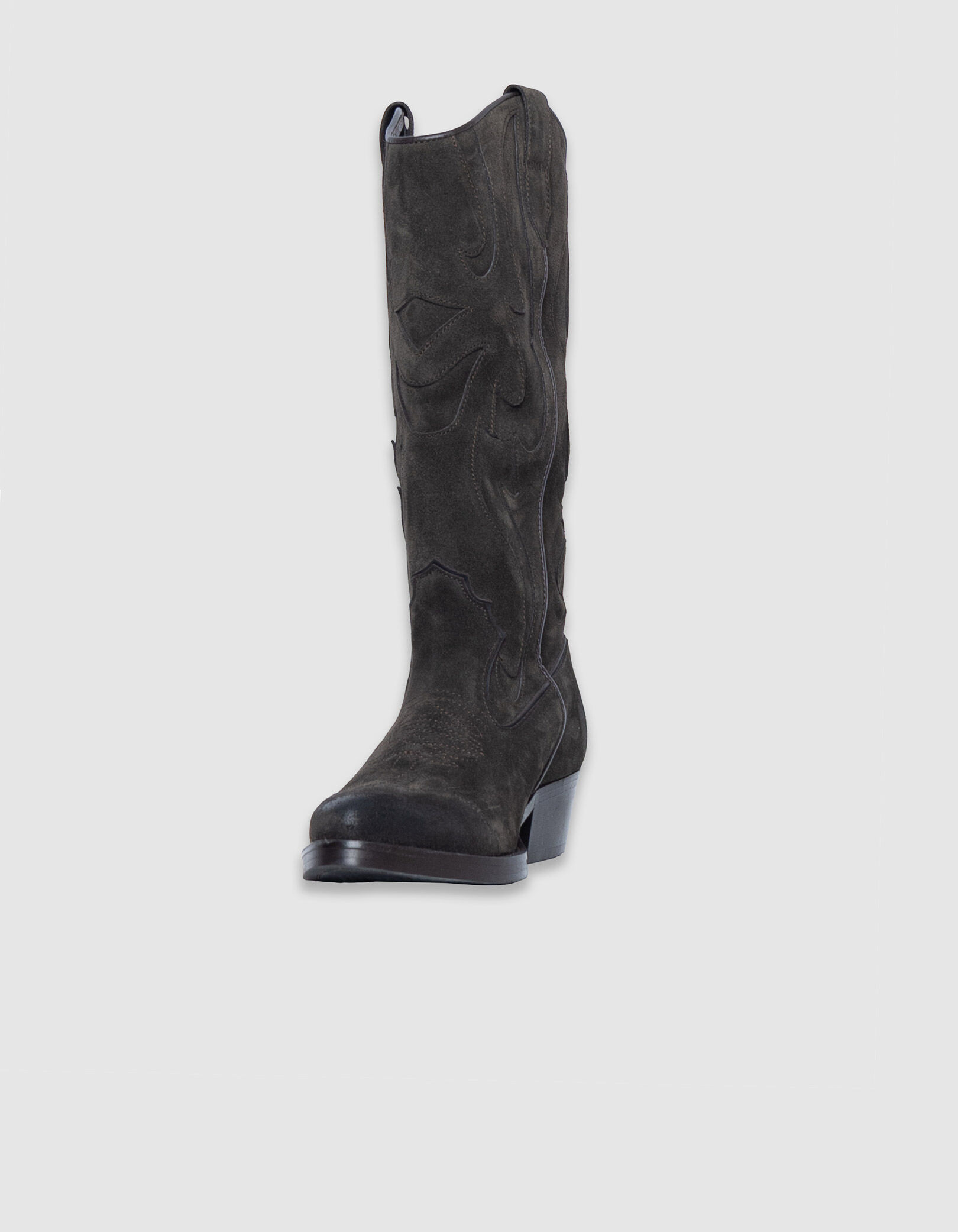 Bottes santiags marron cuir velours Femme