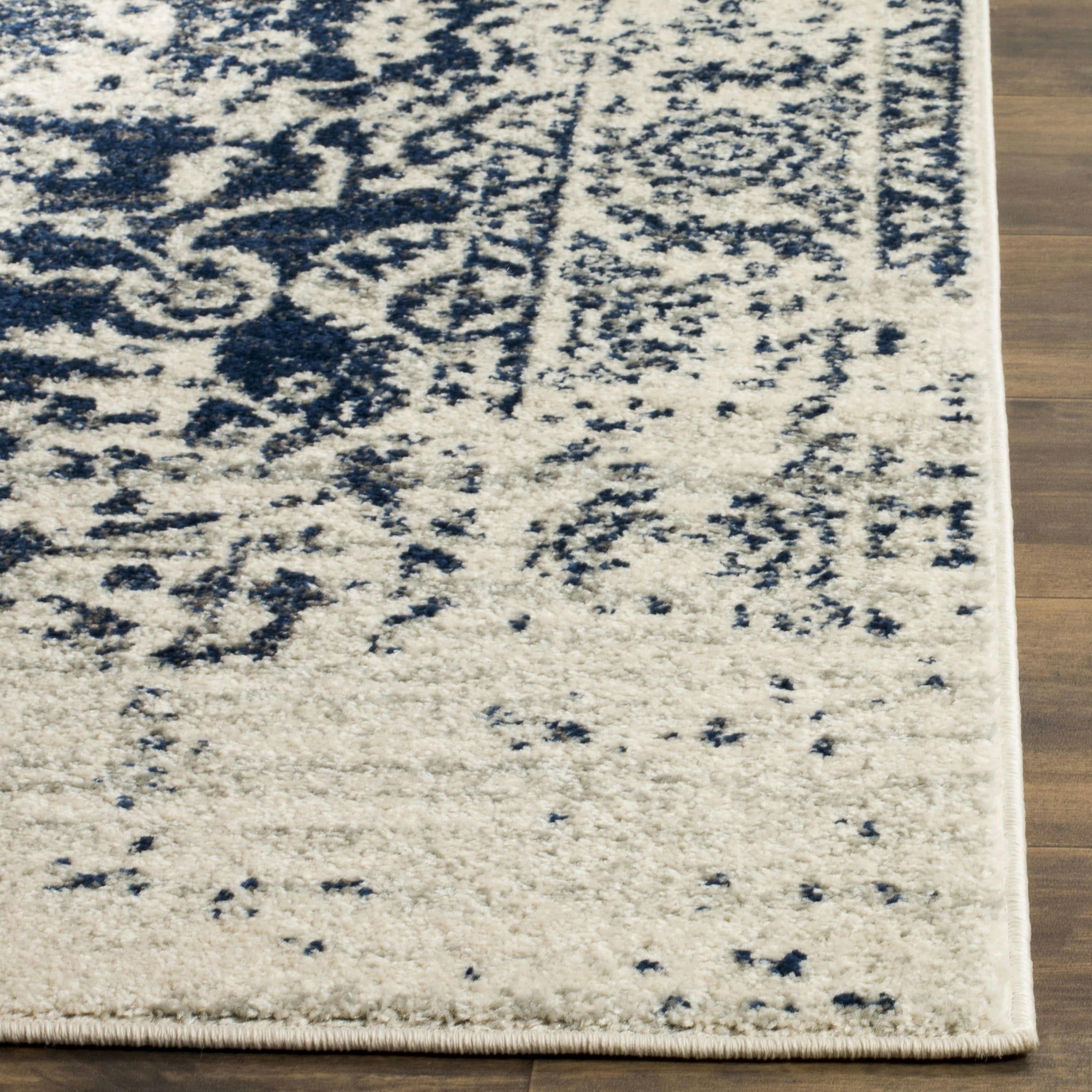 MADISON - Tapis de salon interieur en crème & bleu marine, 155 x 229 cm