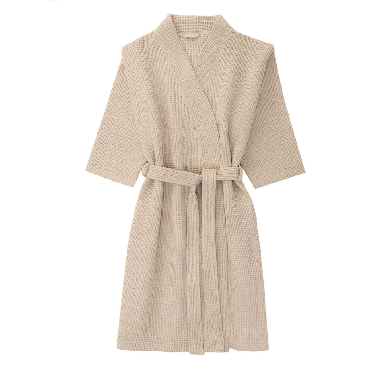 Szlafrok VAFFEL beżowy z domieszką wiskozy ONE SIZE