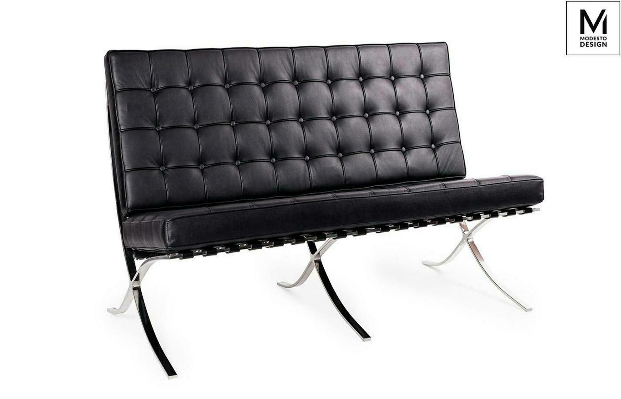 MODESTO sofa dwuosobowa BARCELON czarna - ekoskóra